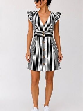 Navy & White Striped Riviera Mini Dress ✨